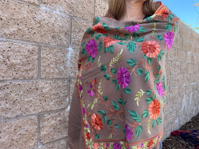 Embroidered flower shawl deluxe