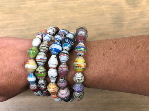 Paper bead memory wire bracelet - OTHER COLORS