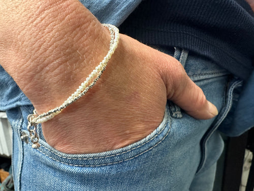 Bracelet - tiny silver pearls