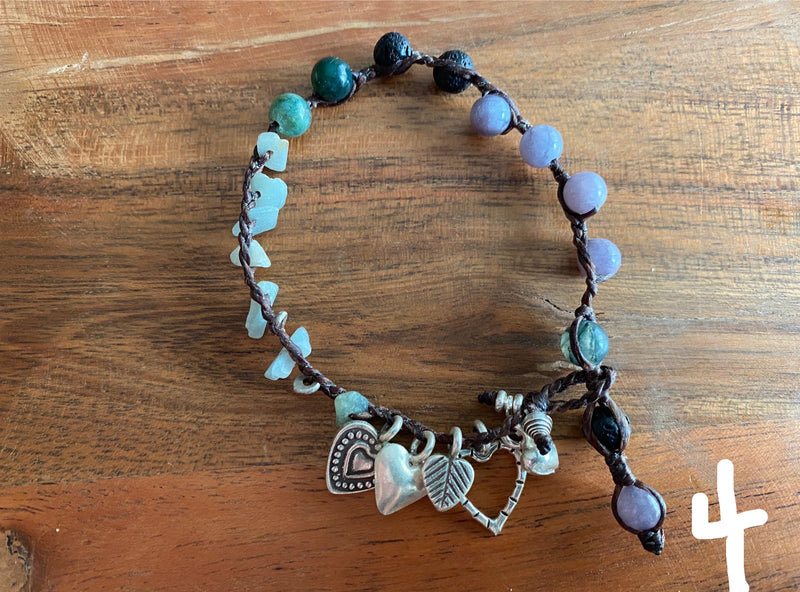Mixed stone & silver line bracelet