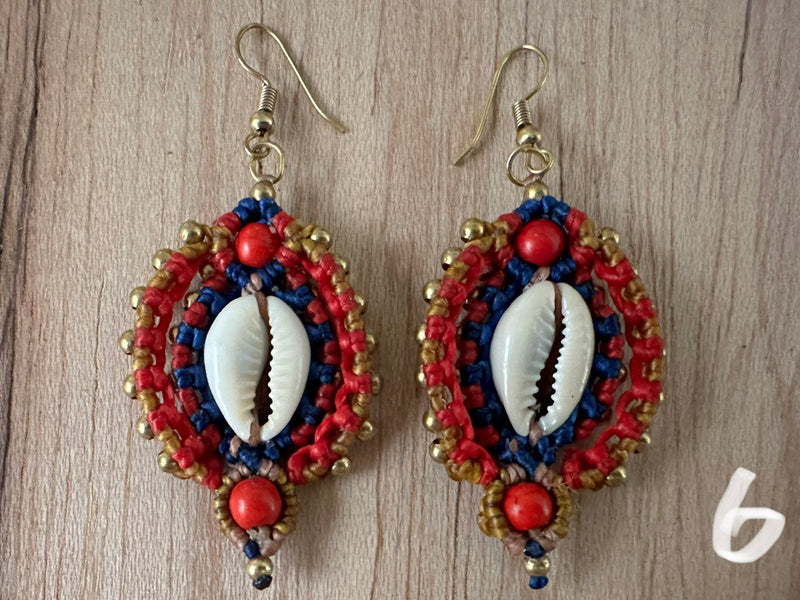Earrings -  cotton cowry