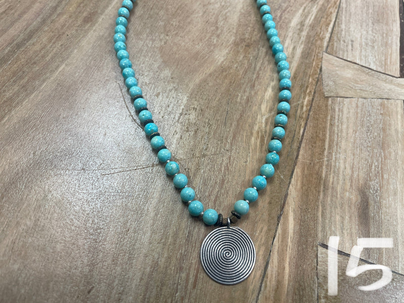 Necklace - Stone & Silver pendant - MORE COLORS