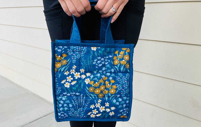 Blue floral 3x3 Tote