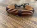 Leather bracelet adjustable - stacked