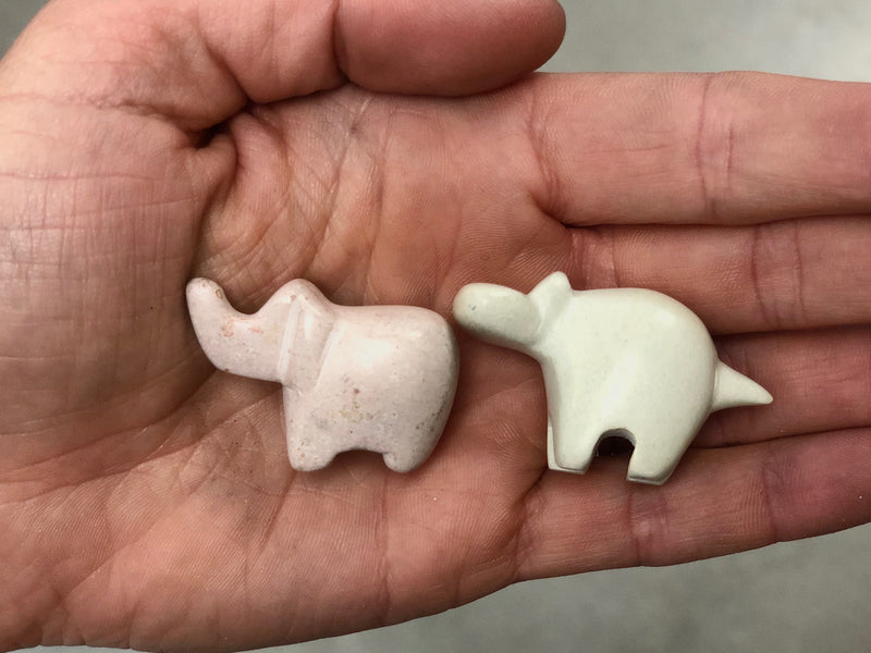 Soapstone Elephant Hippo Duo - tiny