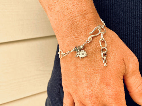 Bracelet - silver link with charm