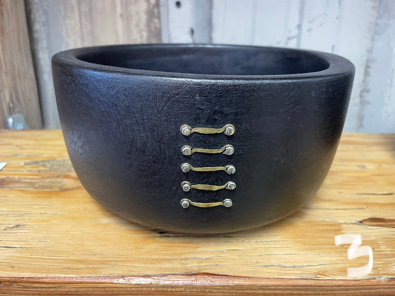 Dark wood w/ bone - bowl