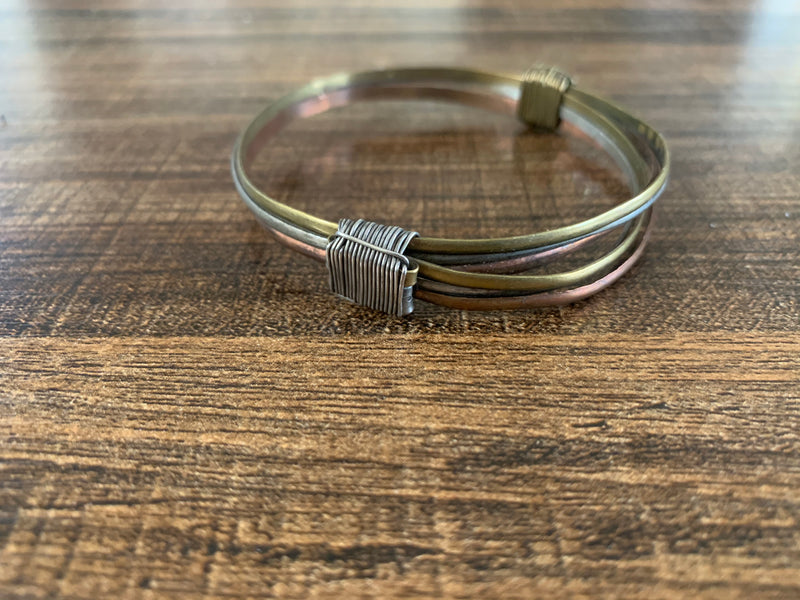 Bracelet - 3 Toned Knot Bangle Adjustable
